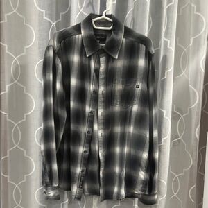 Men's Black and Gray Checkered Shirt